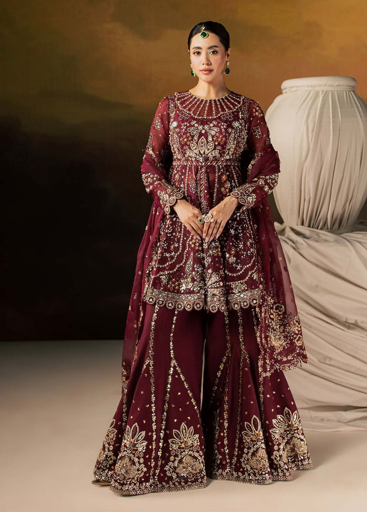 Zeynor by Aylin Unstitched Hand work Organza 3 Piece Suit AY26UZO Spinel - Wedding Collection