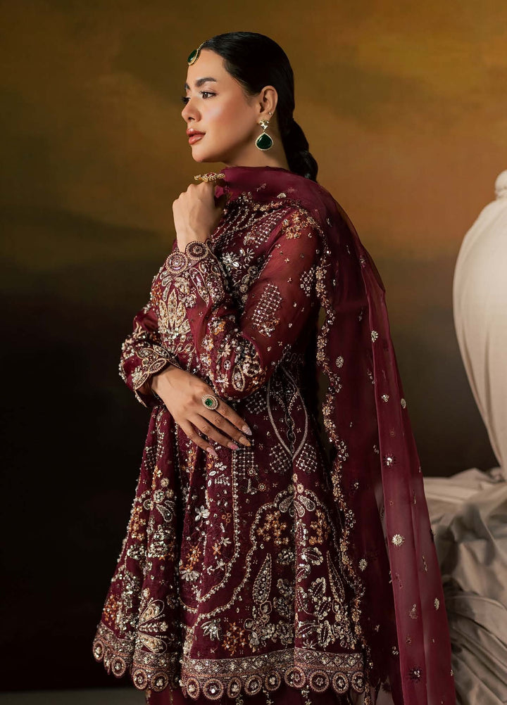 Zeynor by Aylin Unstitched Hand work Organza 3 Piece Suit AY26UZO Spinel - Wedding Collection