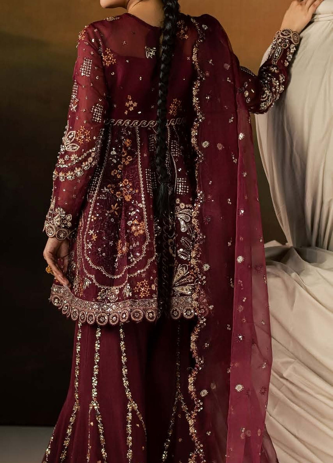 Zeynor by Aylin Unstitched Hand work Organza 3 Piece Suit AY26UZO Spinel - Wedding Collection