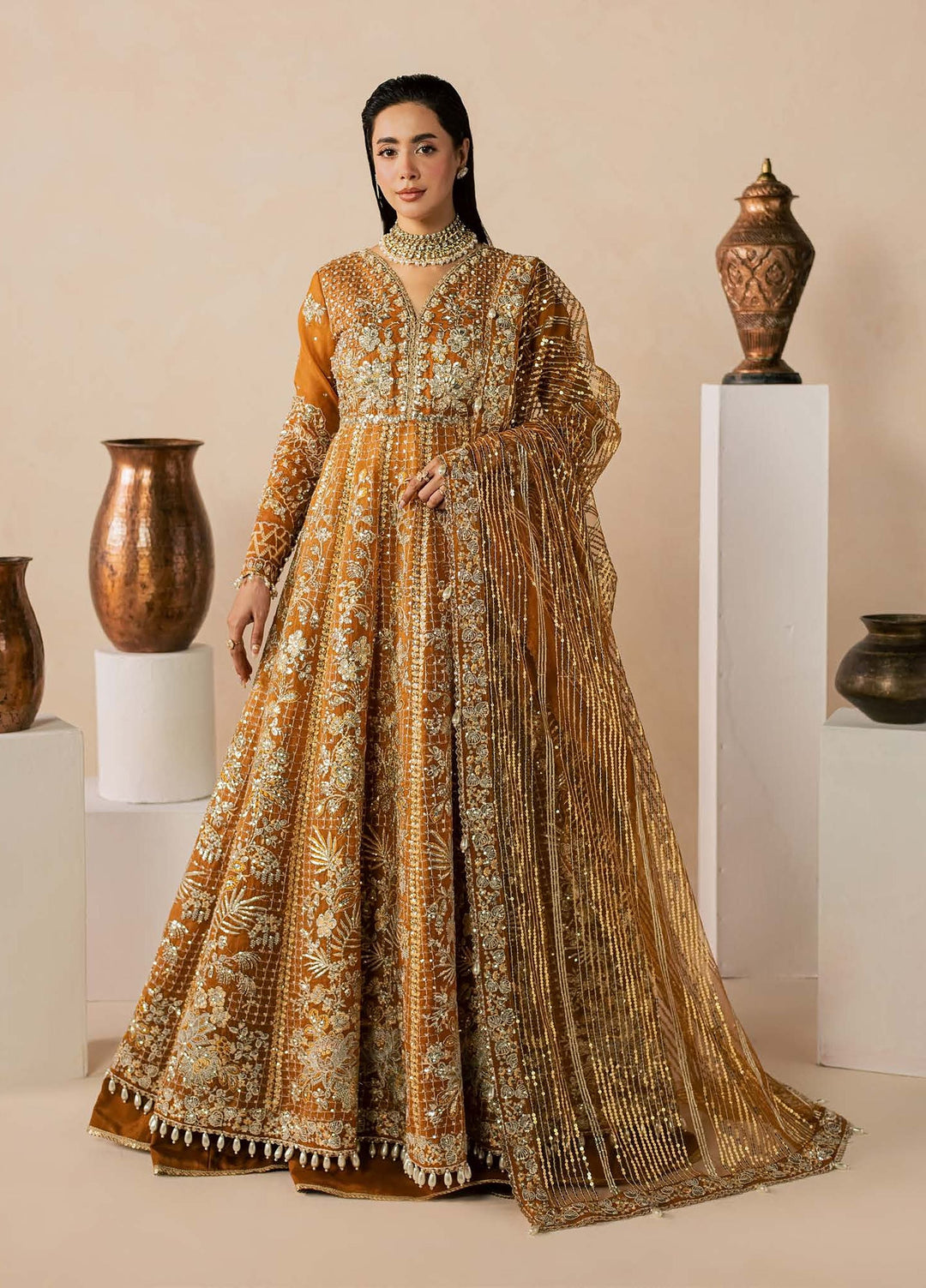 Zeynor by Aylin Unstitched Hand work Organza 3 Piece Suit AY26UZO Citrine - Wedding Collection