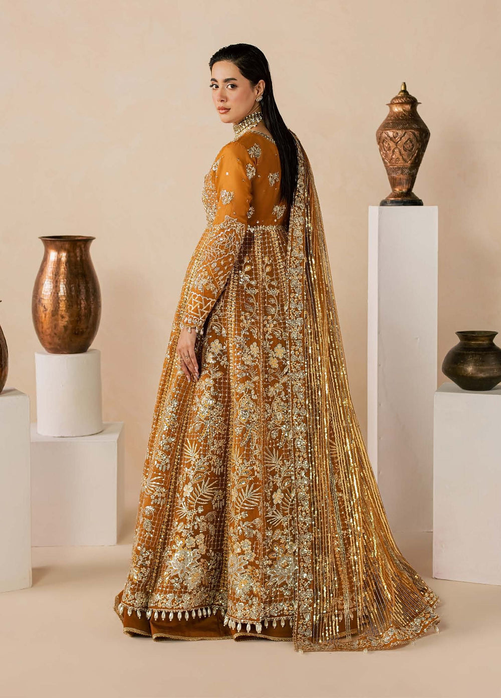 Zeynor by Aylin Unstitched Hand work Organza 3 Piece Suit AY26UZO Citrine - Wedding Collection