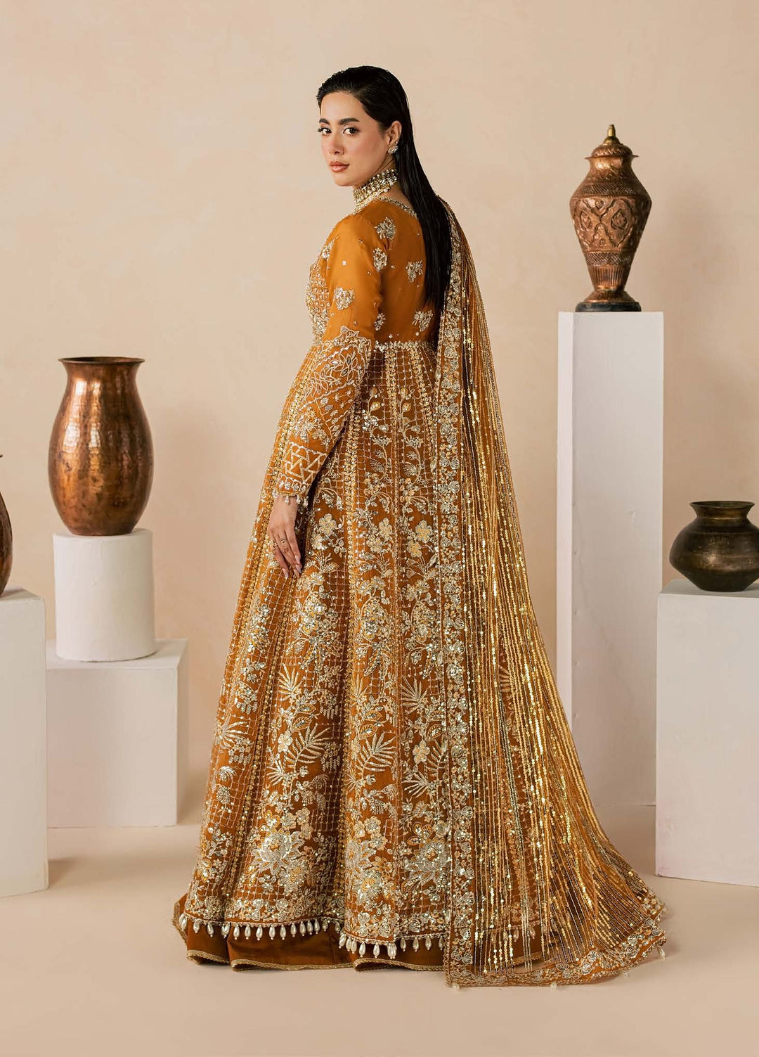 Zeynor by Aylin Unstitched Hand work Organza 3 Piece Suit AY26UZO Citrine - Wedding Collection