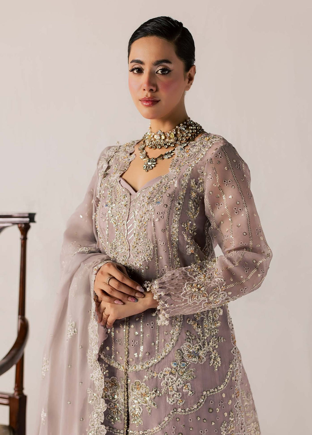 Zeynor by Aylin Unstitched Hand work Organza 3 Piece Suit AY26UZO Lolite - Wedding Collection