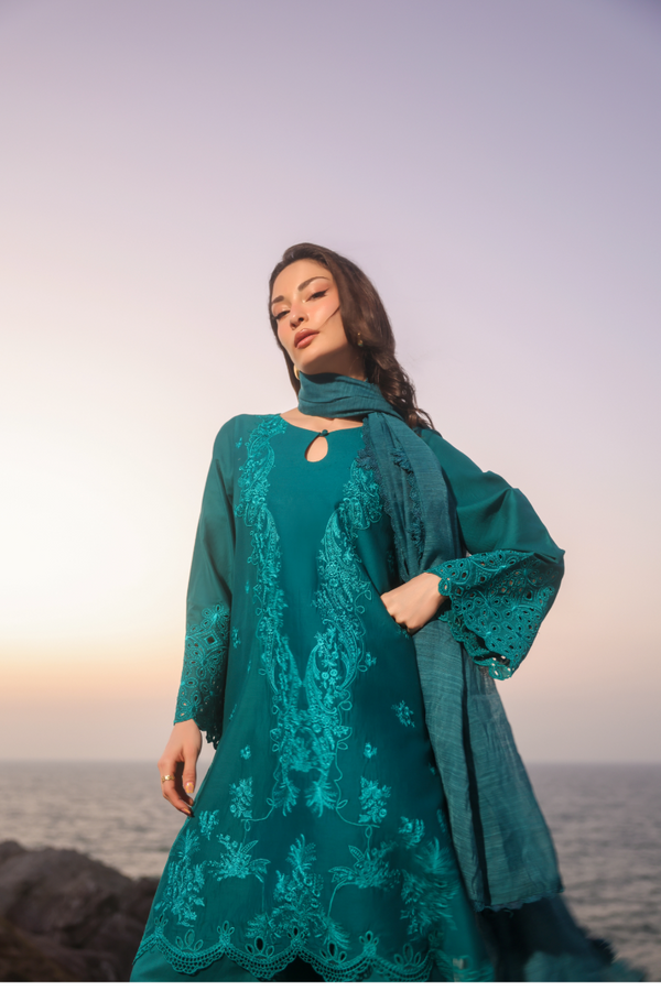 Manara by Maria Embroidered Chiffon 3 Piece Suit ZINNIA - Festive Collection
