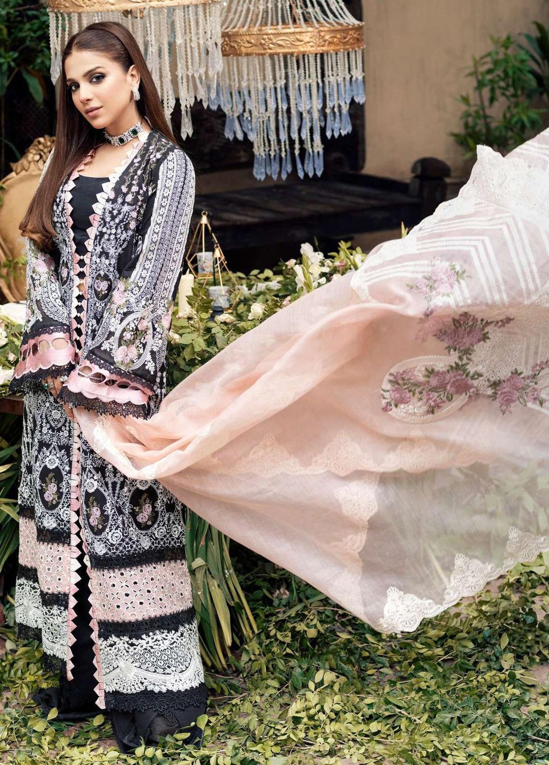 A Floral Dream By Maryam Hussain Embroidered Lawn Suits Unstitched 3 Piece MH23FD 01 Riya - Luxury Collection
