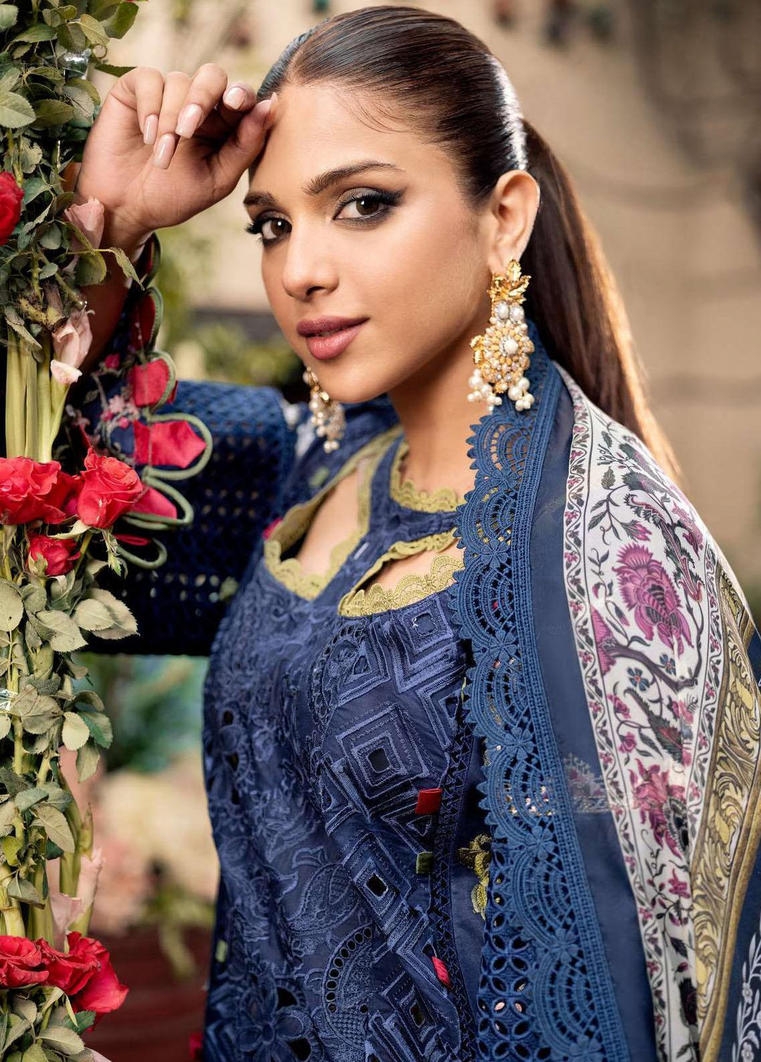A Floral Dream By Maryam Hussain Embroidered Lawn Suits Unstitched 3 Piece MH23FD 02 Zimmel - Luxury Collection