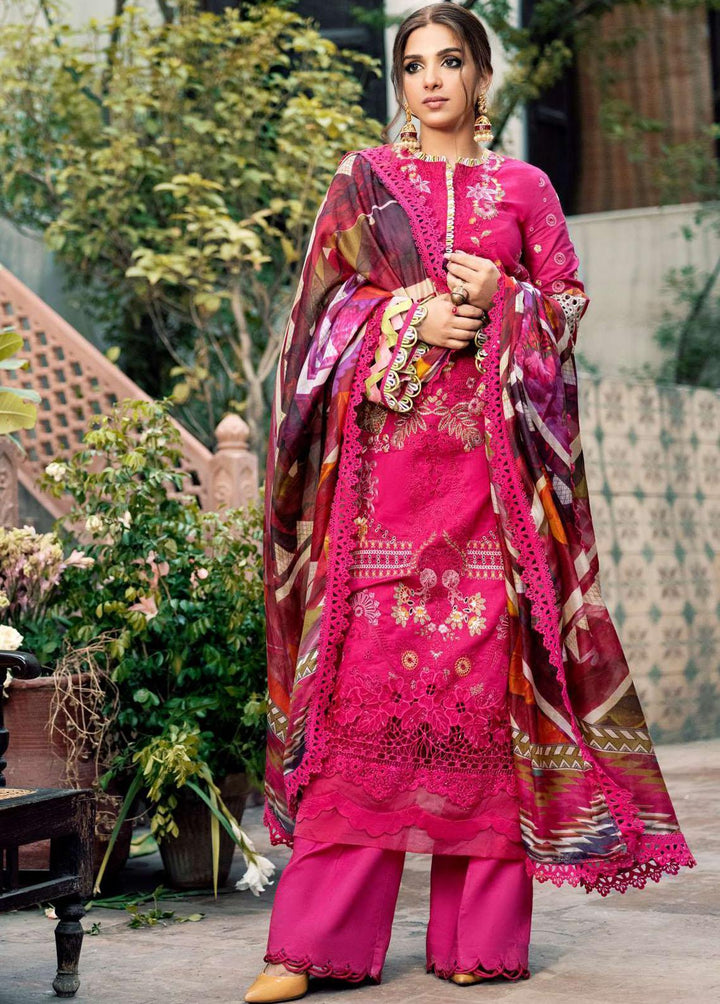 A Floral Dream By Maryam Hussain Embroidered Lawn Suits Unstitched 3 Piece MH23FD 04 Amber - Luxury Collection