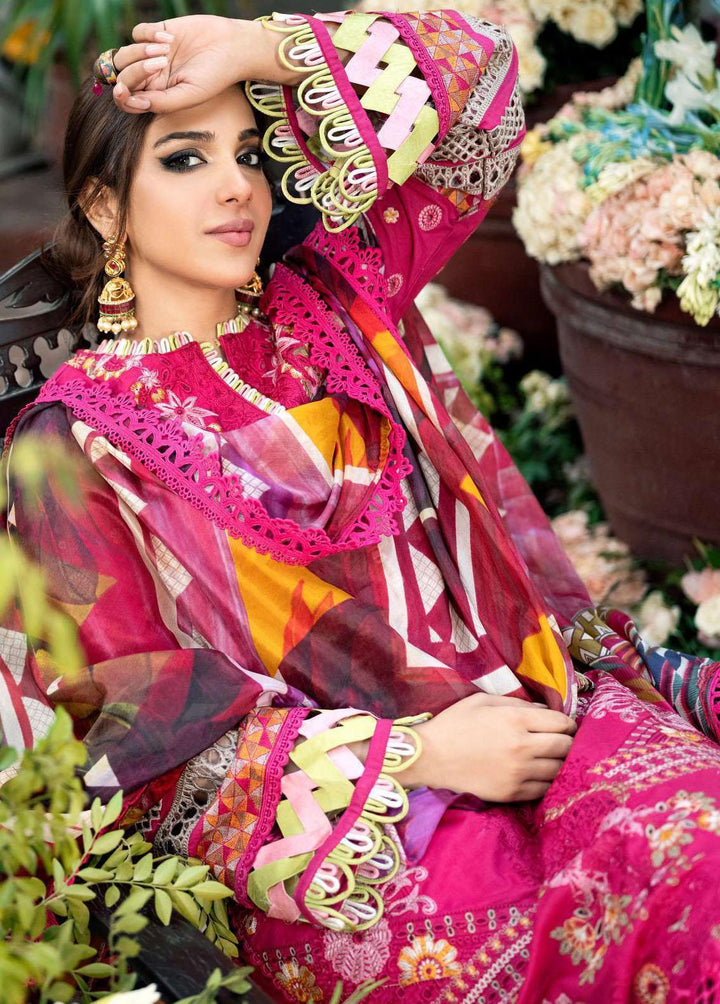 A Floral Dream By Maryam Hussain Embroidered Lawn Suits Unstitched 3 Piece MH23FD 04 Amber - Luxury Collection