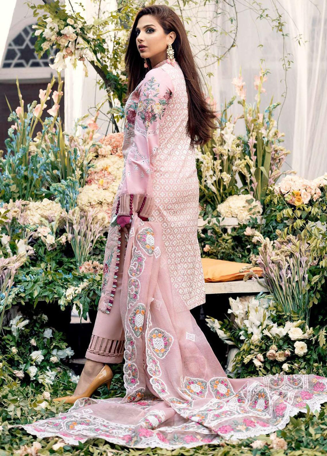 A Floral Dream By Maryam Hussain Embroidered Lawn Suits Unstitched 3 Piece MH23FD 07 Bloom - Luxury Collection