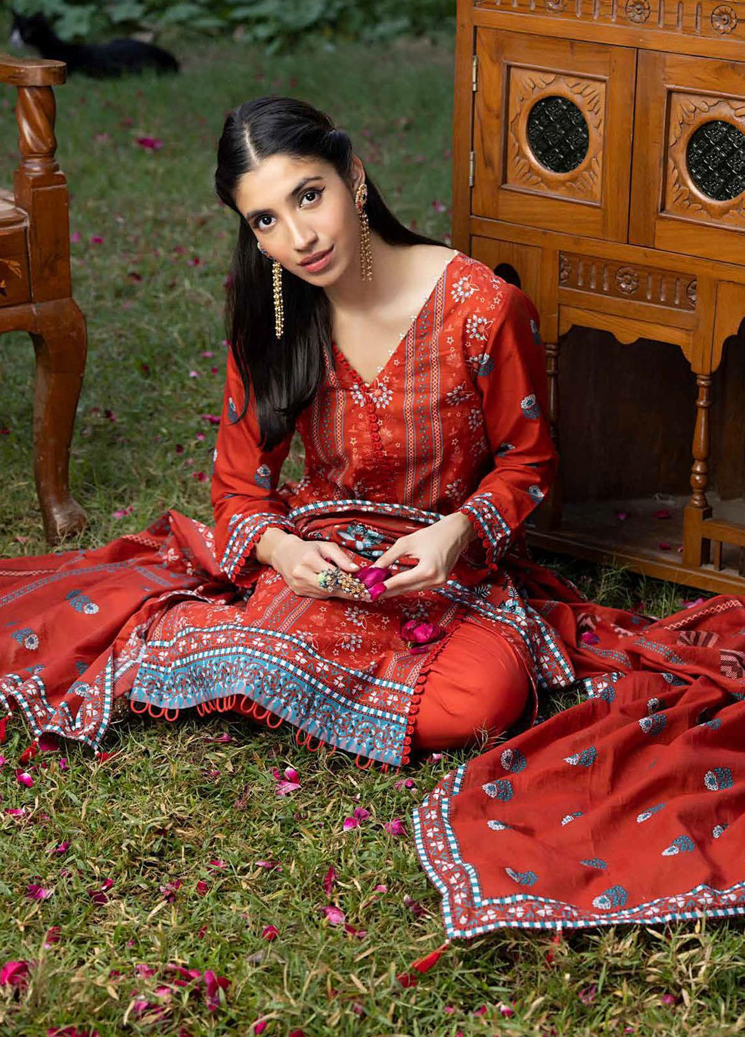 A Red Affair By Gul Ahmed Printed Lawn Suits Unstitched 3 Piece GA23RA CL-32218 - Summer Collection