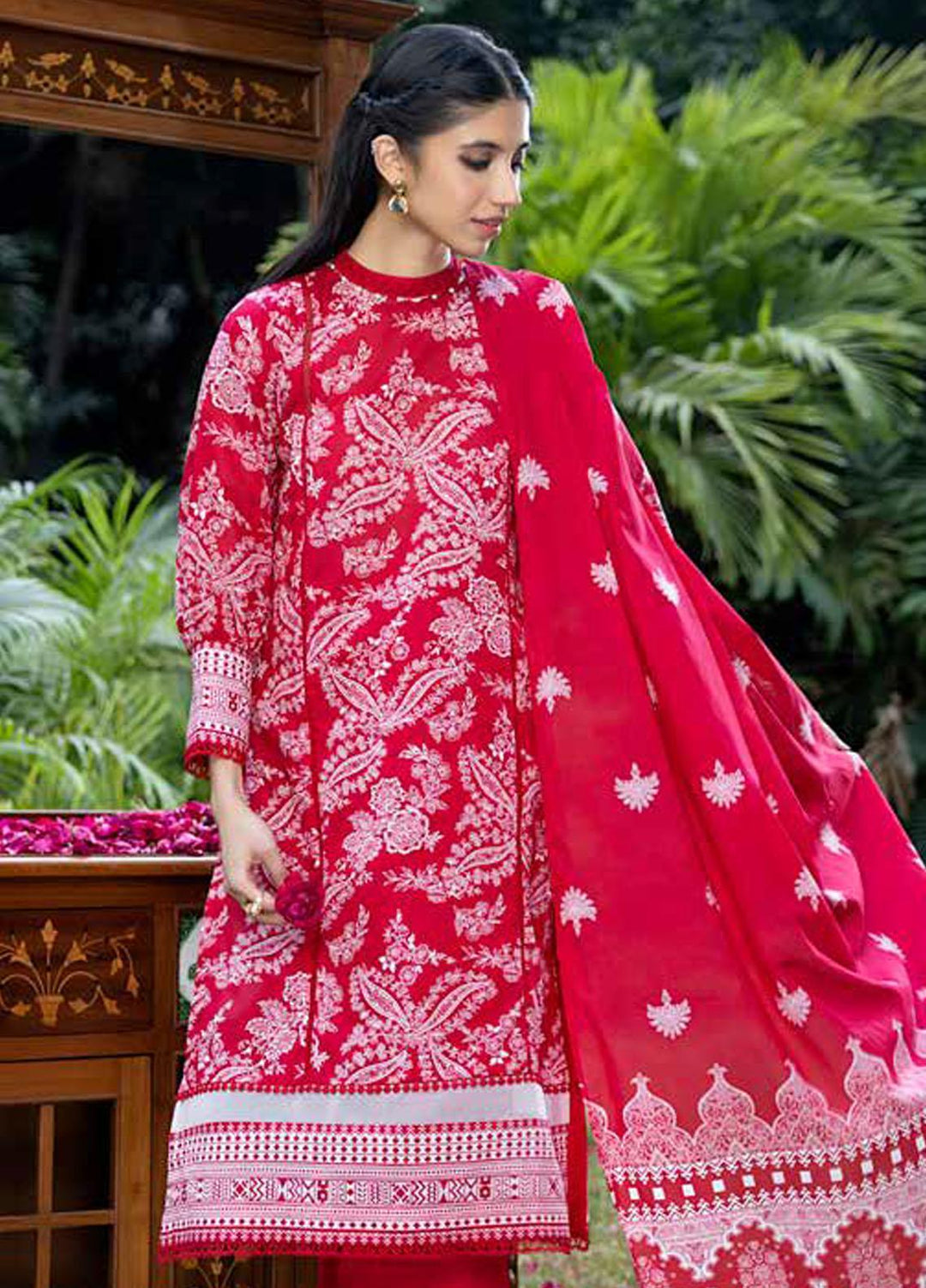 A Red Affair By Gul Ahmed Printed Lawn Suits Unstitched 3 Piece GA23RA CL-32226 - Summer Collection