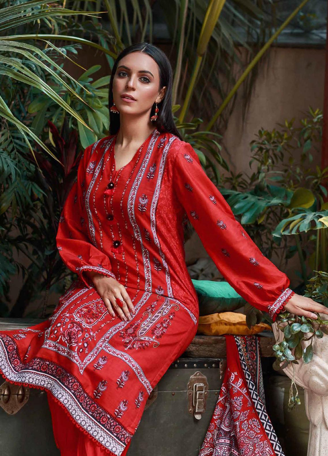 A Red Affair By Gul Ahmed Printed Lawn Suits Unstitched 3 Piece GA23RA CL-32251  - Summer Collection