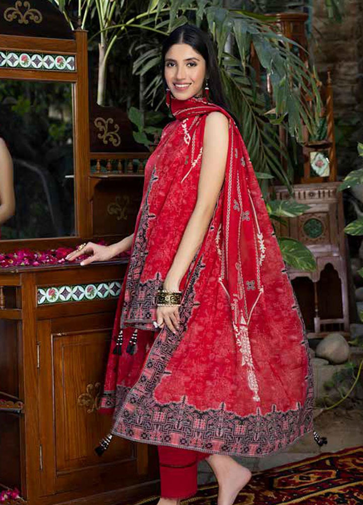 A Red Affair By Gul Ahmed Printed Lawn Suits Unstitched 3 Piece GA23RA CL-32263 - Summer Collection