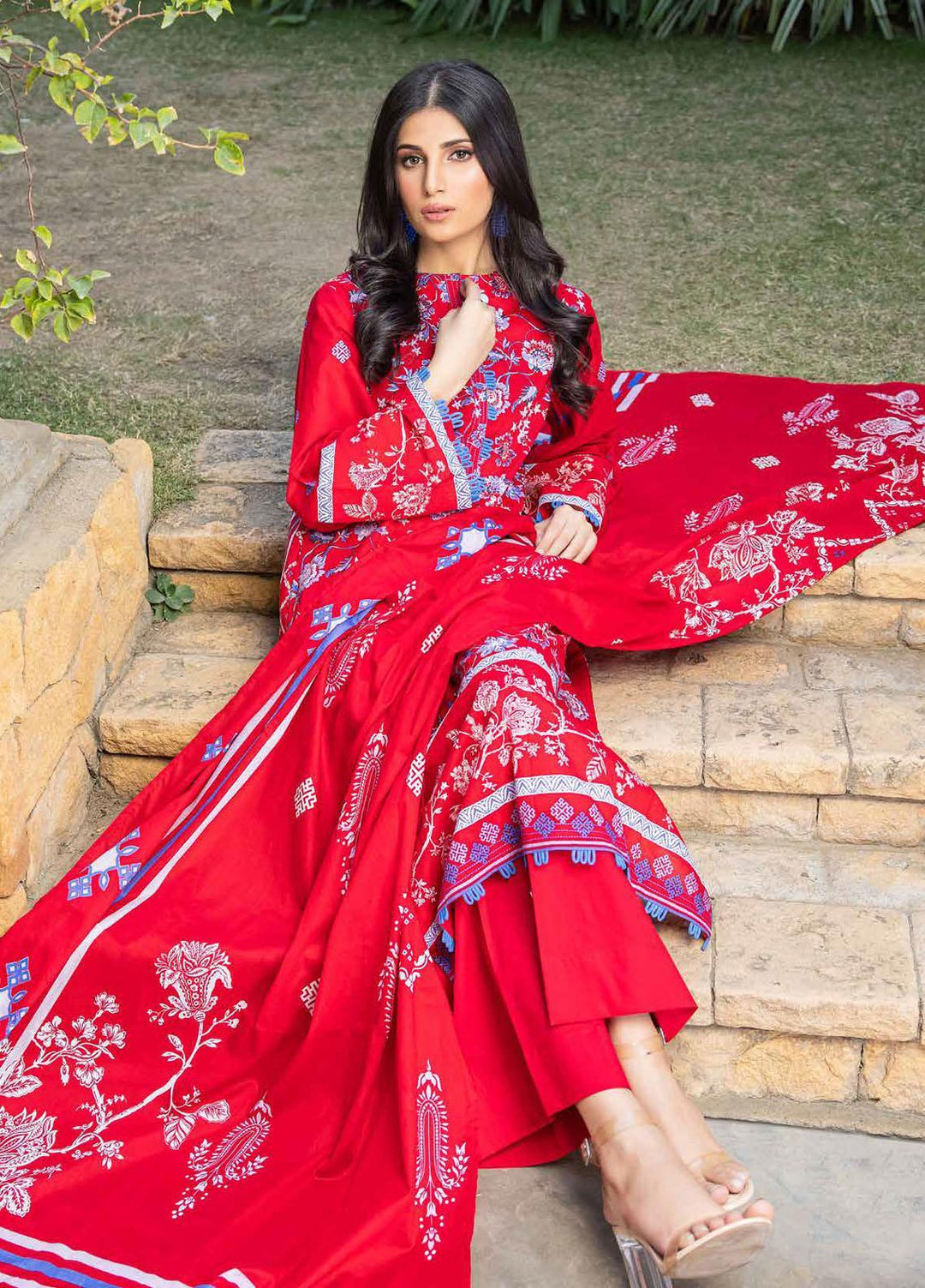 A Red Affair By Gul Ahmed Printed Lawn Suits Unstitched 3 Piece GA23RA CL-32267  - Summer Collection