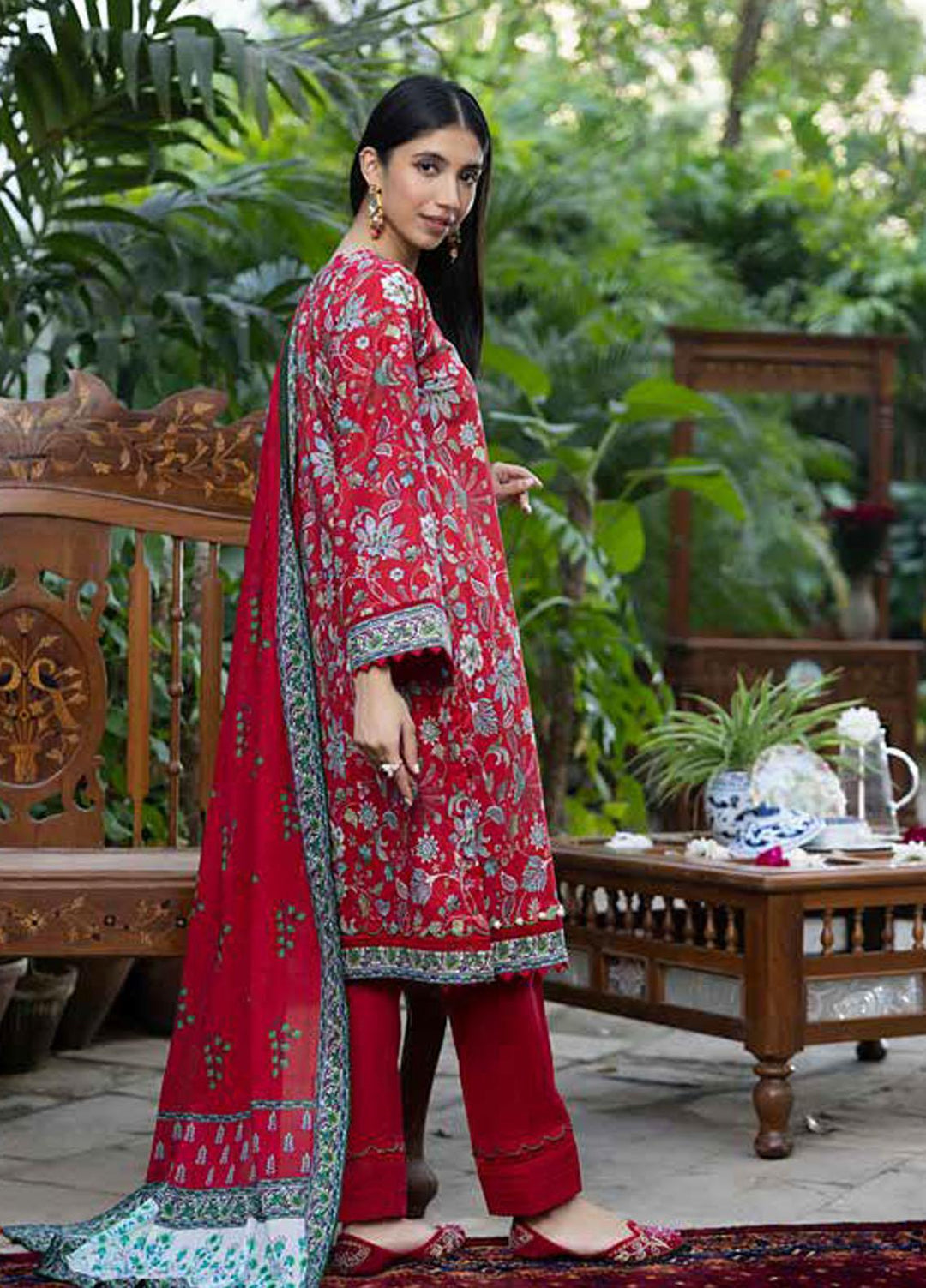 A Red Affair By Gul Ahmed Printed Lawn Suits Unstitched 3 Piece GA23RA CL-32277 - Summer Collection