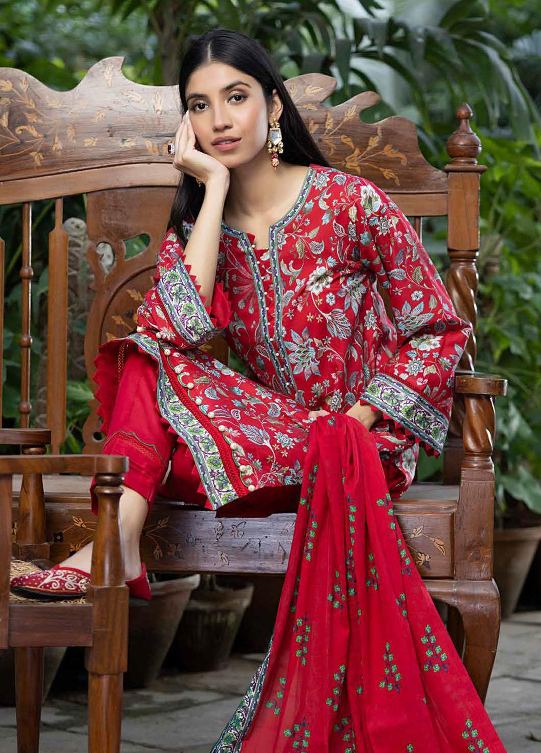 A Red Affair By Gul Ahmed Printed Lawn Suits Unstitched 3 Piece GA23RA CL-32277 - Summer Collection