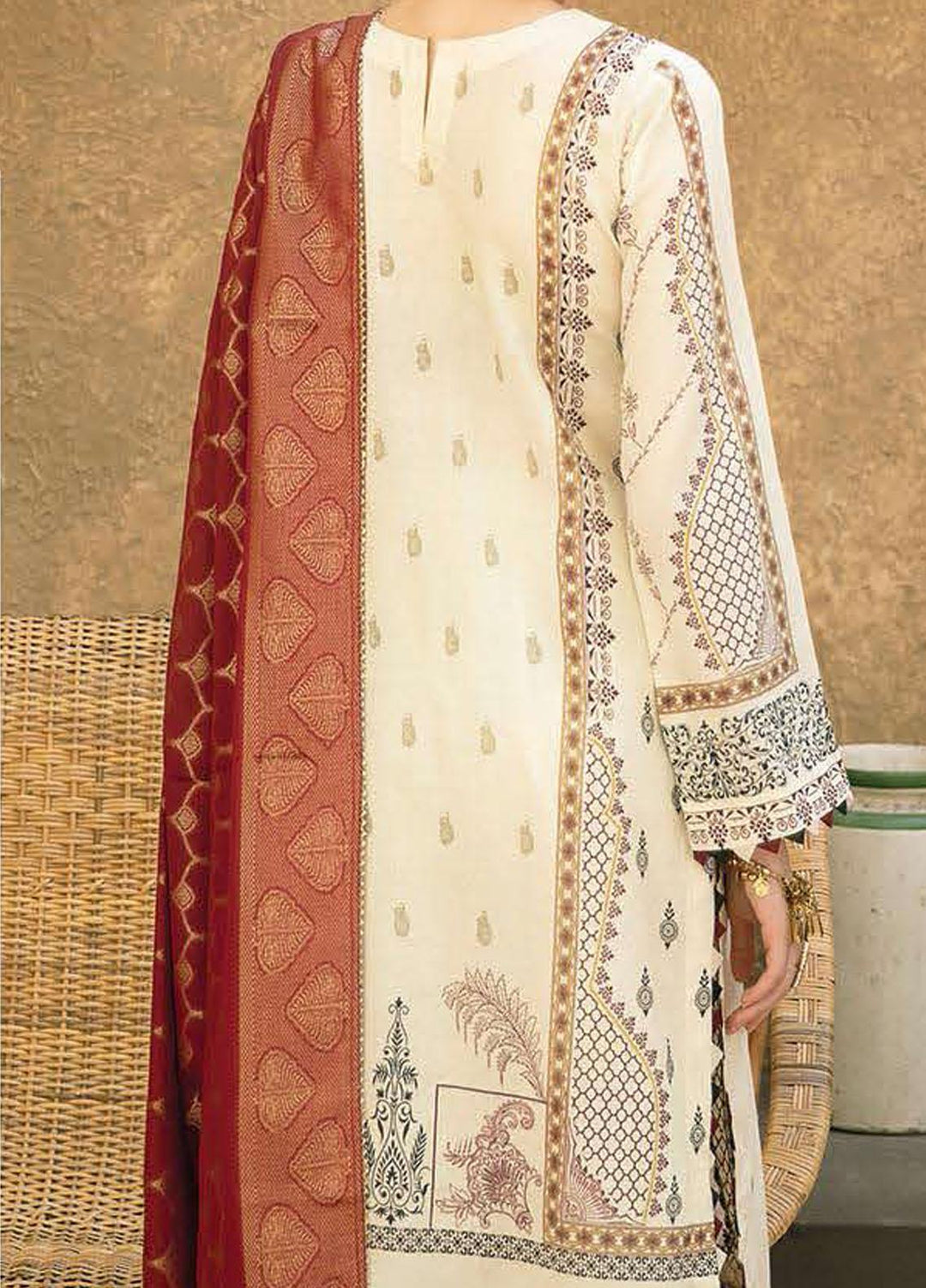 Aabyaan Embroidered Lawn Suits Unstitched 3 Piece ABY21E 03 Mehroonisa - Eid Collection