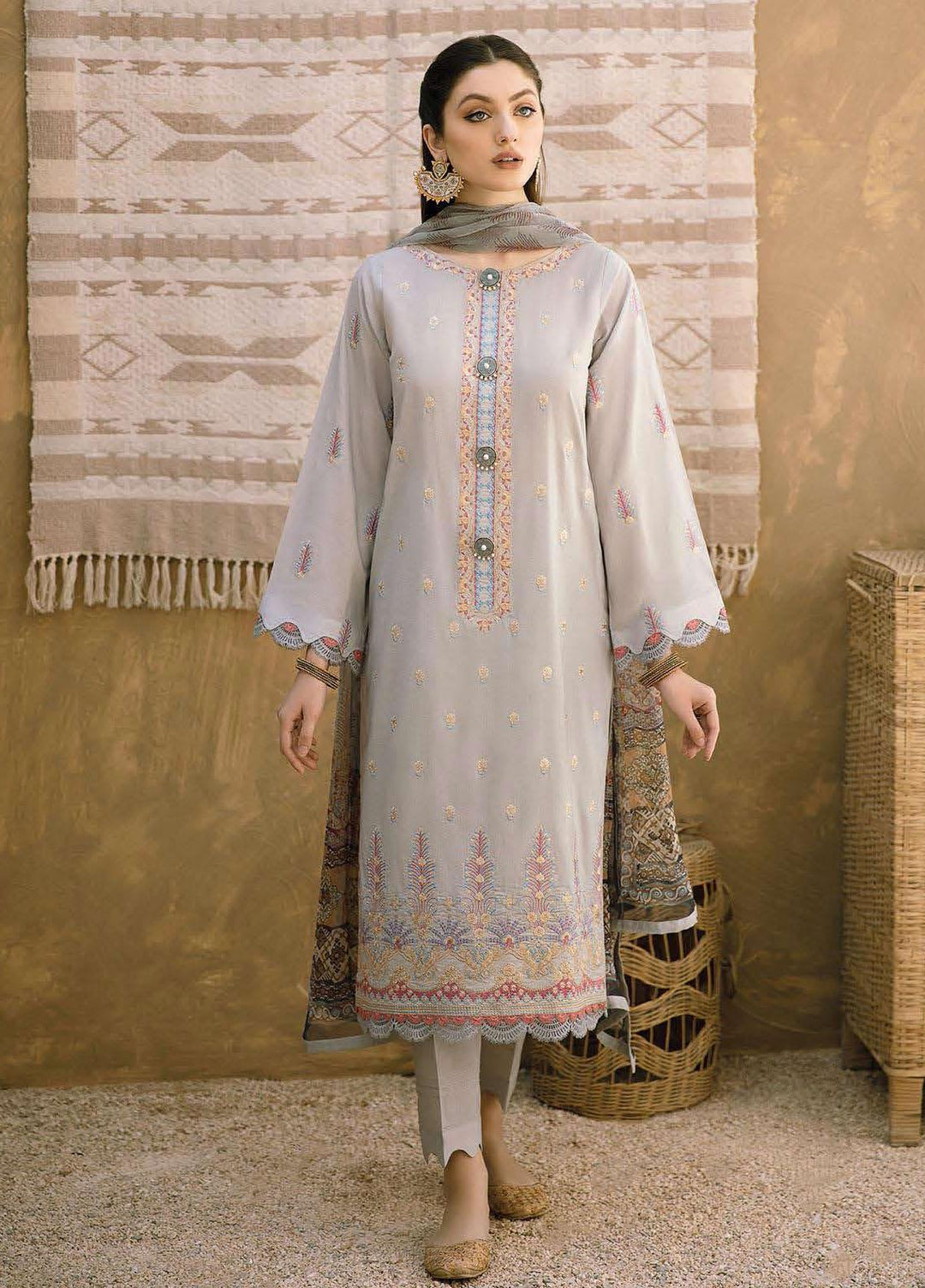 Aabyaan Embroidered Lawn Suits Unstitched 3 Piece ABY21E 07 Khuwabdeed - Eid Collection