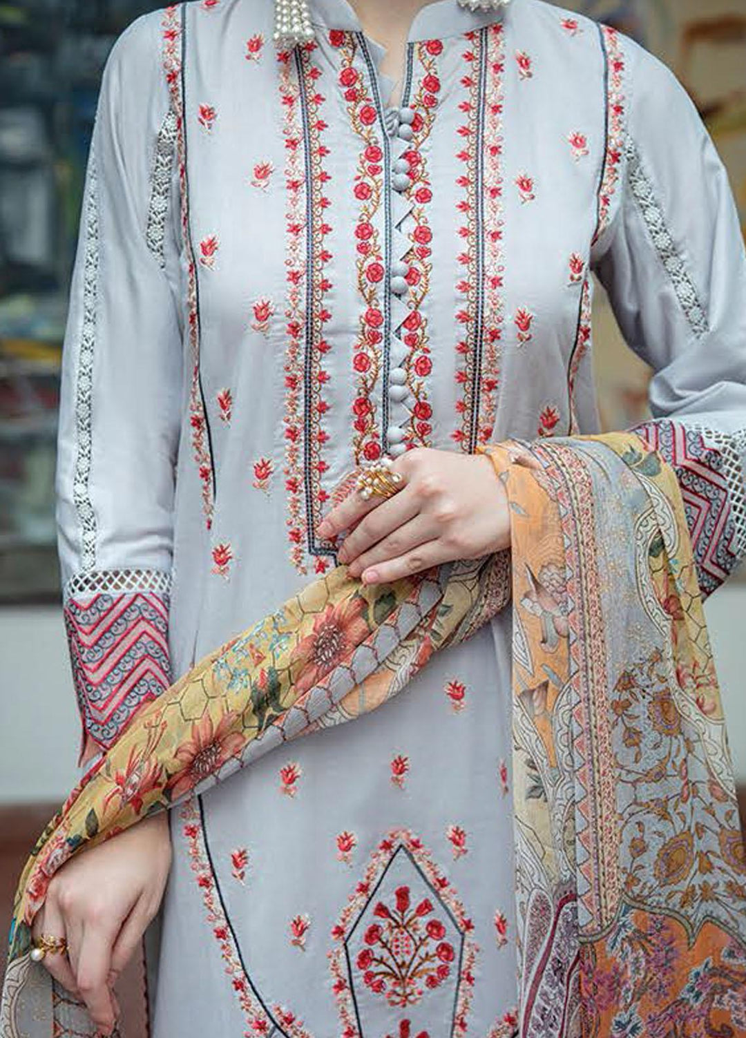 Aabyaan Embroidered Lawn Suits Unstitched 3 Piece ABY21EE AEE-09 MEHROOZ - Summer Collection