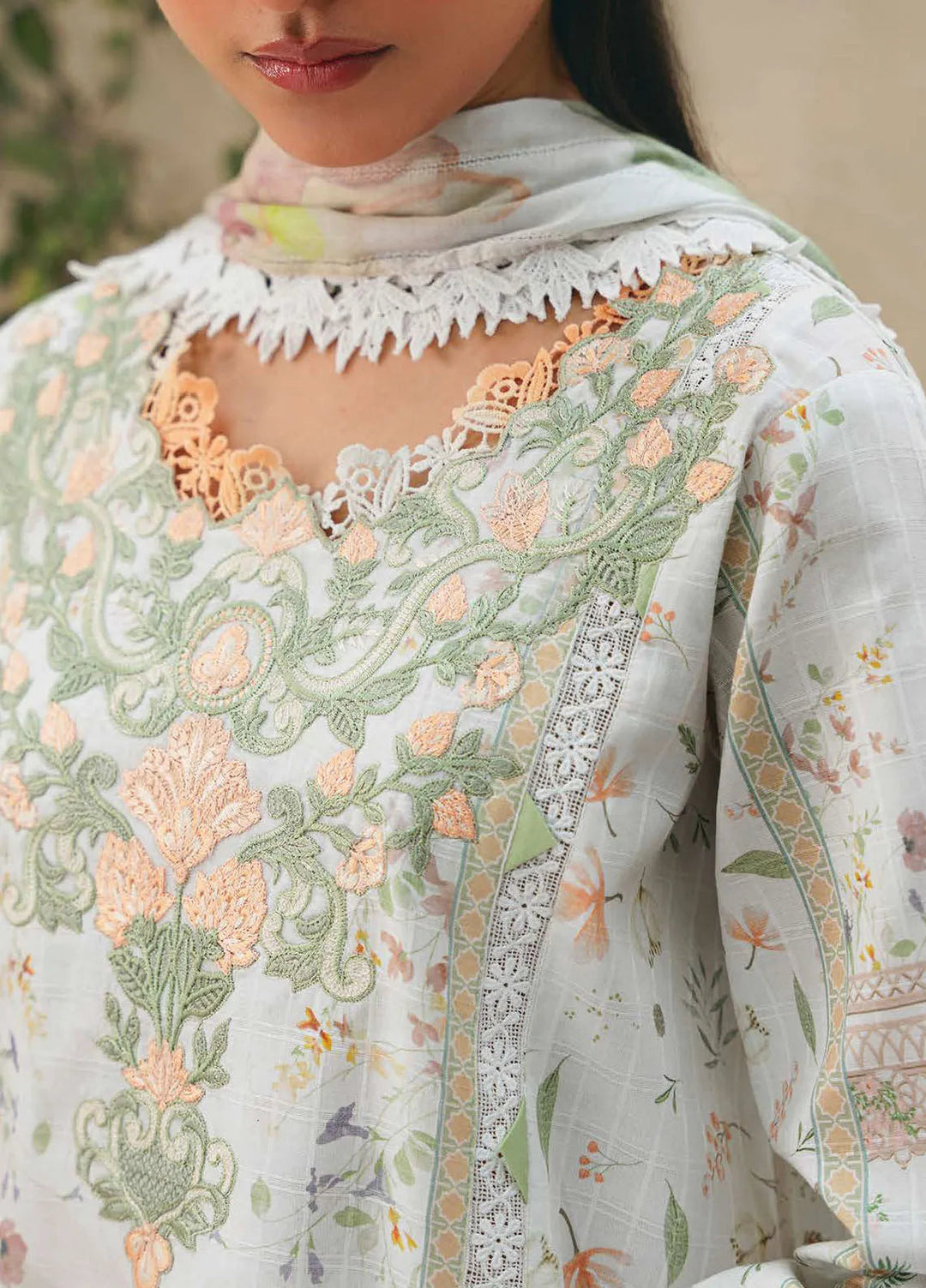 Aabyaan Embroidered Chickankari Suits Unstitched 3 Piece ABY25SC Aria AF-10 - Summer Collection