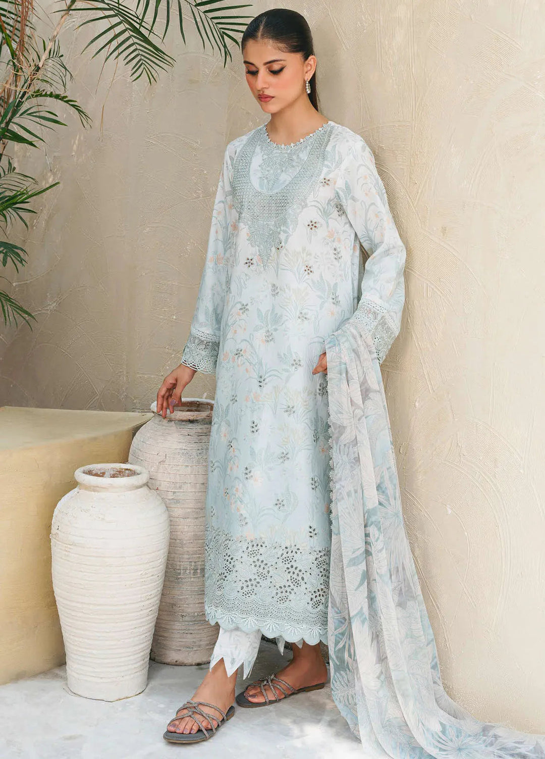 Aabyaan Embroidered Chickankari Suits Unstitched 3 Piece ABY25SC Dilara AF-04 - Summer Collection
