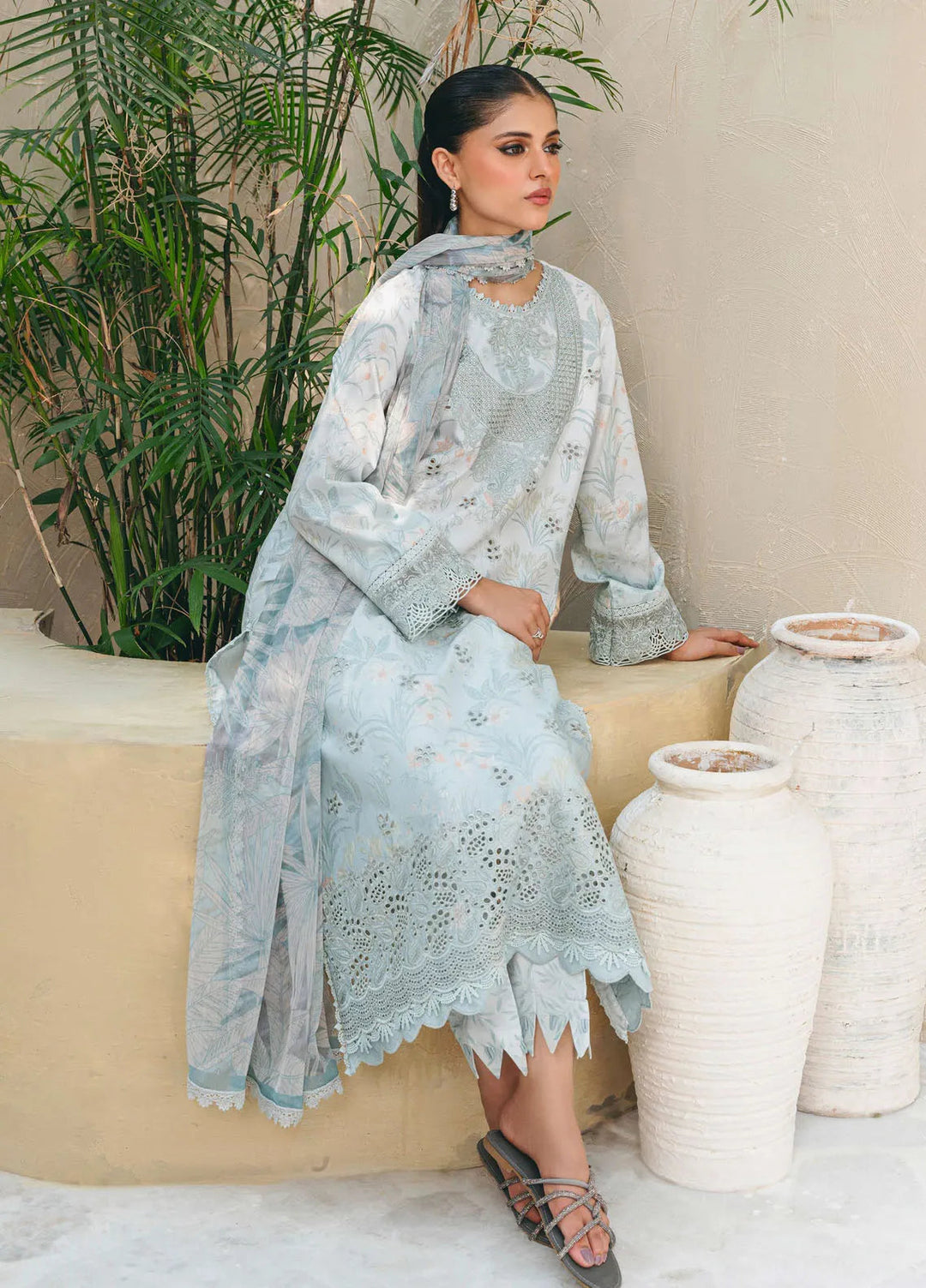 Aabyaan Embroidered Chickankari Suits Unstitched 3 Piece ABY25SC Dilara AF-04 - Summer Collection