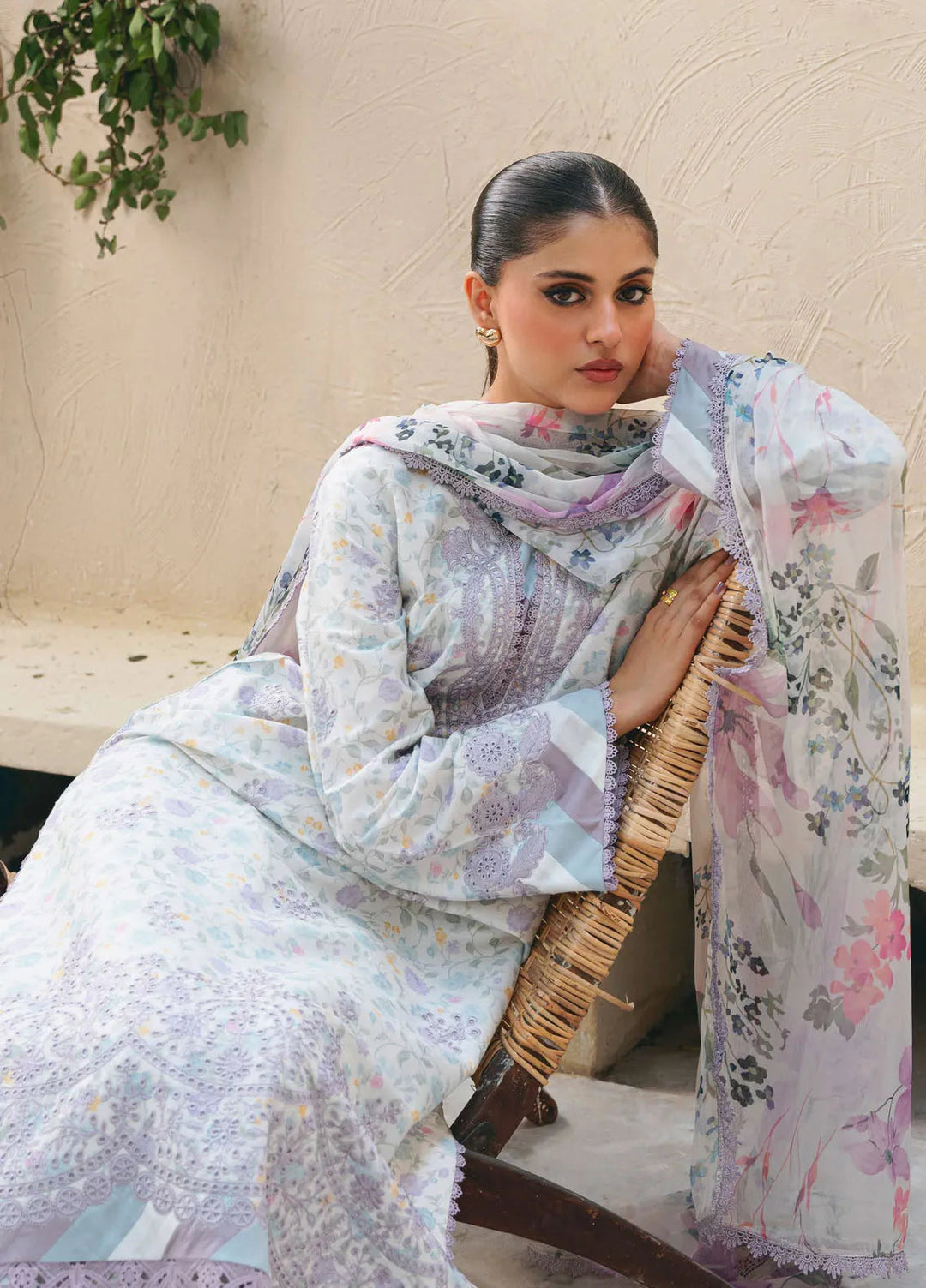 Aabyaan Embroidered Chickankari Suits Unstitched 3 Piece ABY25SC Lina AF-02 - Summer Collection