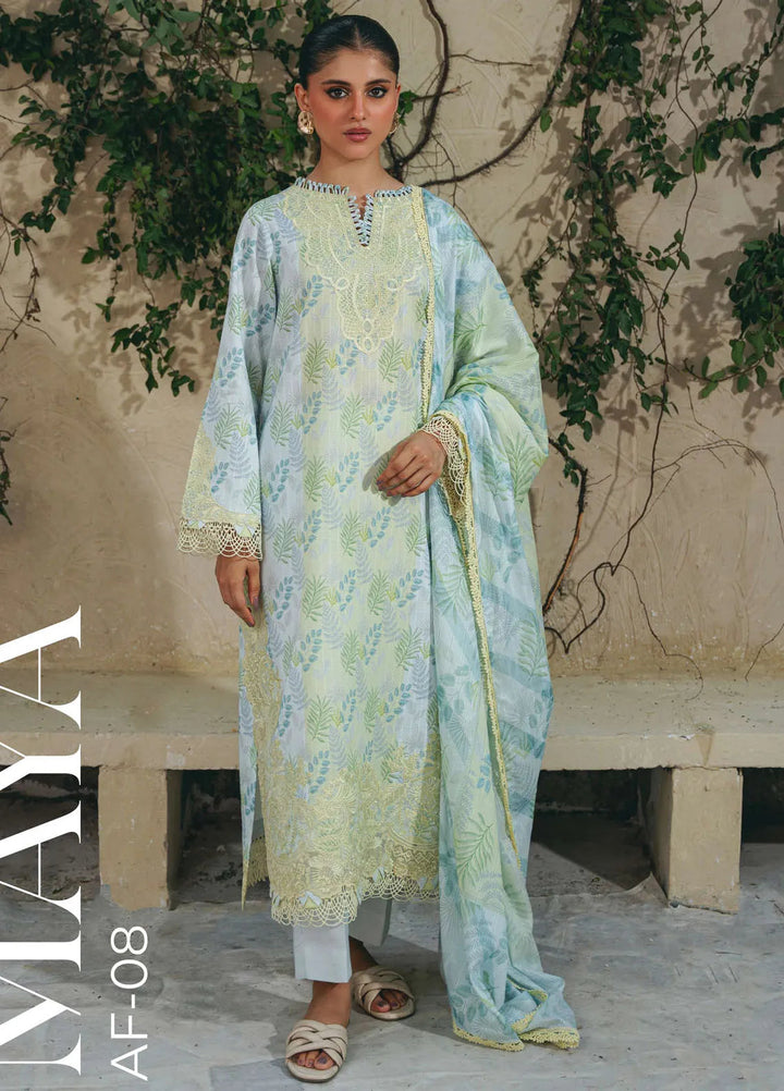 Aabyaan Embroidered Chickankari Suits Unstitched 3 Piece ABY25SC Maya AF-08 - Summer Collection