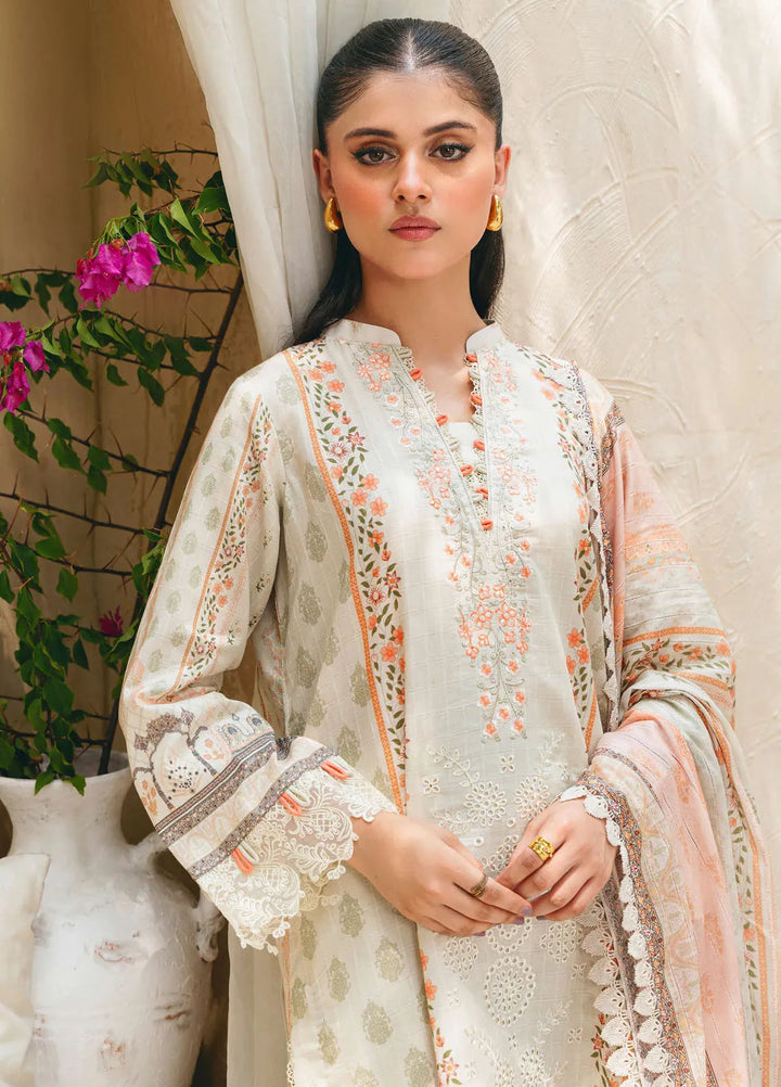 Aabyaan Embroidered Chickankari Suits Unstitched 3 Piece ABY25SC Nehir AF-03 - Summer Collection