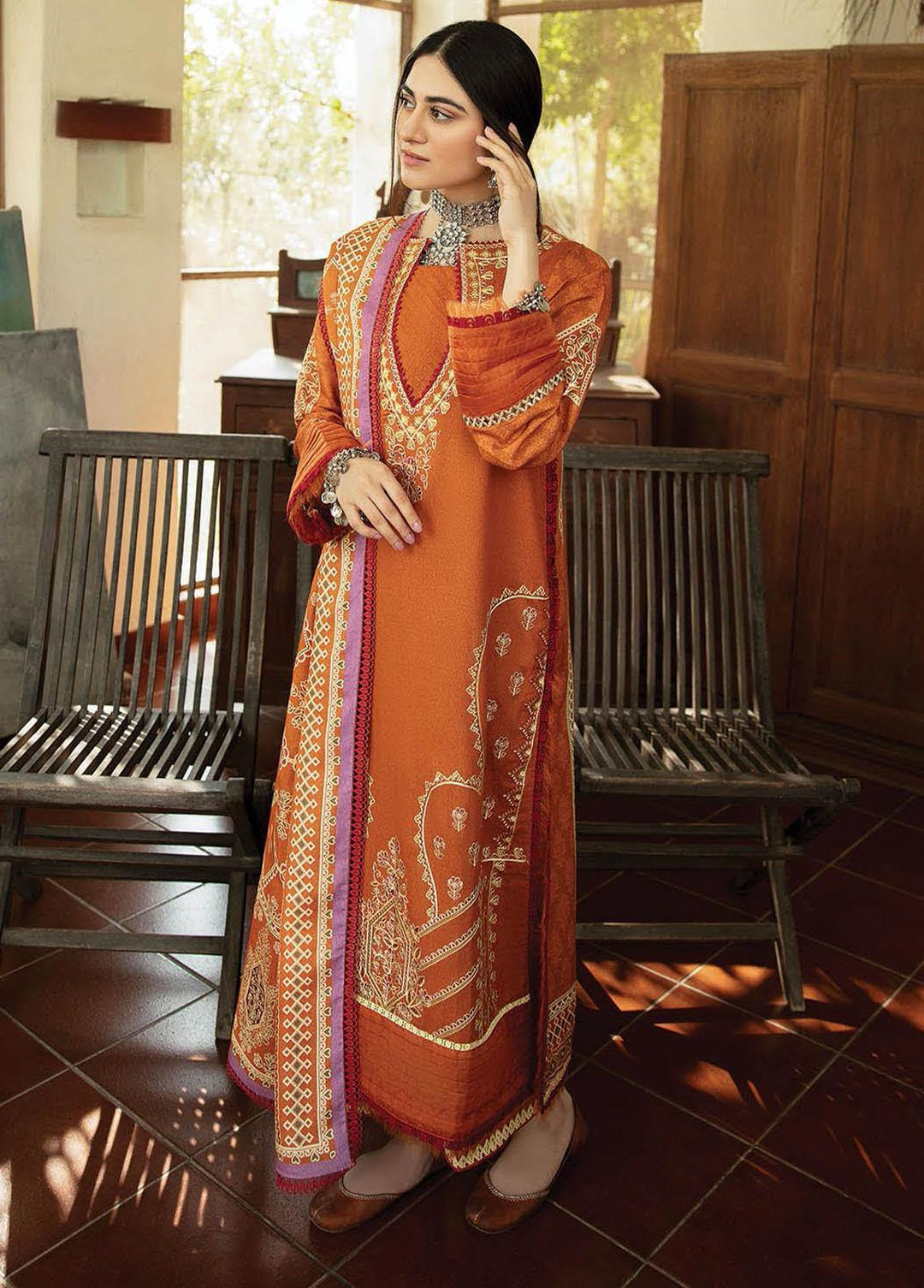 Aabyaan Embroidered Karandi Suits Unstitched 3 Piece ABY21K AK-04 Dilara - Winter Collection