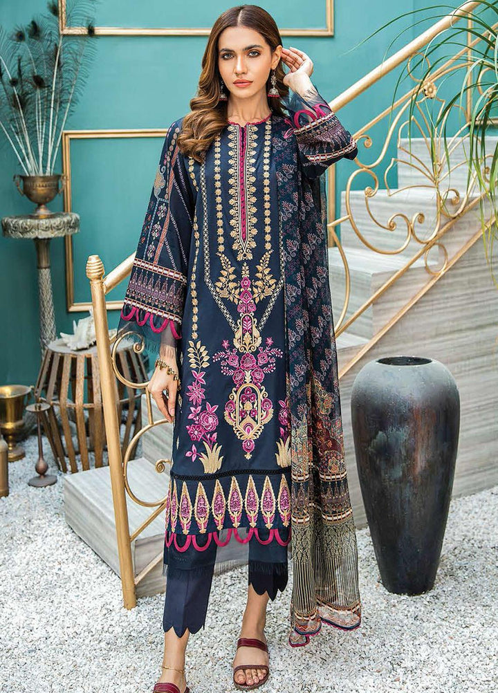 Aabyaan Embroidered Lawn Suits Unstitched 3 Piece ABY21L D-03 - Summer Collection