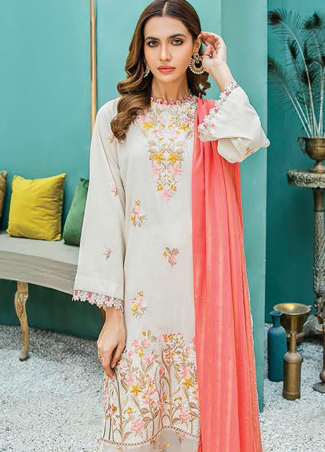 Aabyaan Embroidered Lawn Suits Unstitched 3 Piece ABY21L D-04 - Summer Collection