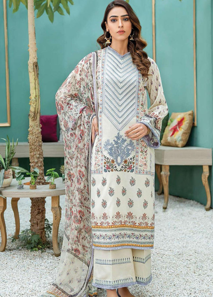 Aabyaan Embroidered Lawn Suits Unstitched 3 Piece ABY21L D-07 - Summer Collection