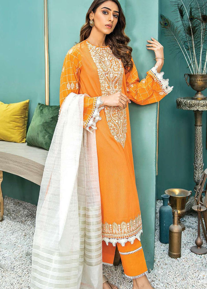 Aabyaan Embroidered Lawn Suits Unstitched 3 Piece ABY21L D-08 - Summer Collection