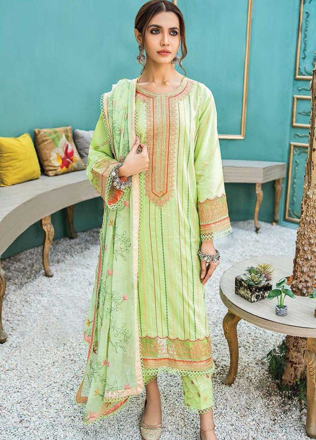 Aabyaan Embroidered Lawn Suits Unstitched 3 Piece ABY21L D-10 - Summer Collection