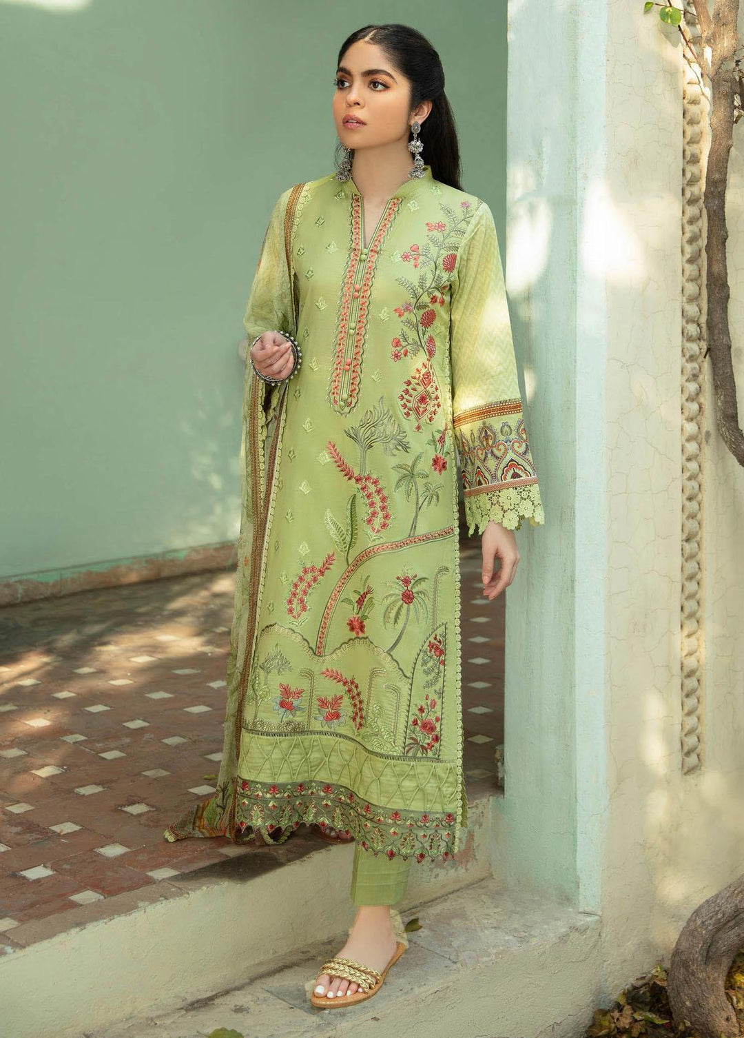 Aabyaan Embroidered Lawn Suits Unstitched 3 Piece ABY22L AL-01 Nehal - Luxury Collection