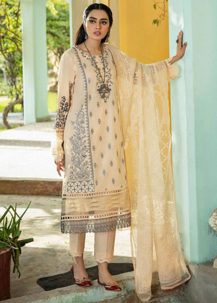 Aabyaan Embroidered Lawn Suits Unstitched 3 Piece ABY22L AL-03 Batul - Luxury Collection