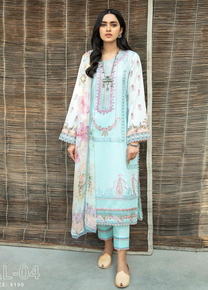 Aabyaan Embroidered Lawn Suits Unstitched 3 Piece ABY22L AL-04 Zobia - Luxury Collection