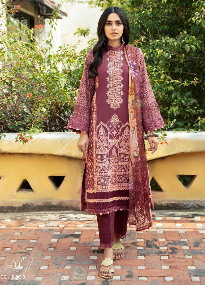 Aabyaan Embroidered Lawn Suits Unstitched 3 Piece ABY22L AL-06 Nazish - Luxury Collection