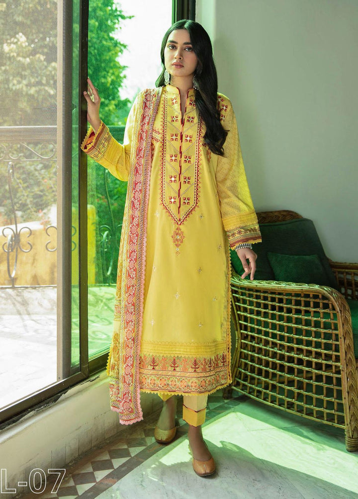 Aabyaan Embroidered Lawn Suits Unstitched 3 Piece ABY22L AL-07 Alizey - Luxury Collection