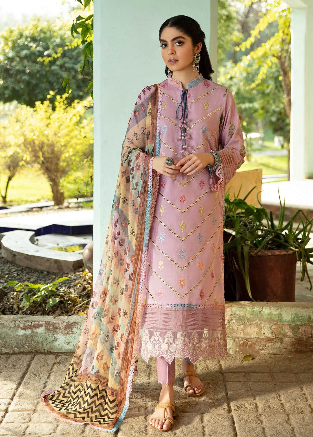 Aabyaan Embroidered Lawn Suits Unstitched 3 Piece ABY22L AL-11 Firyal - Luxury Collection