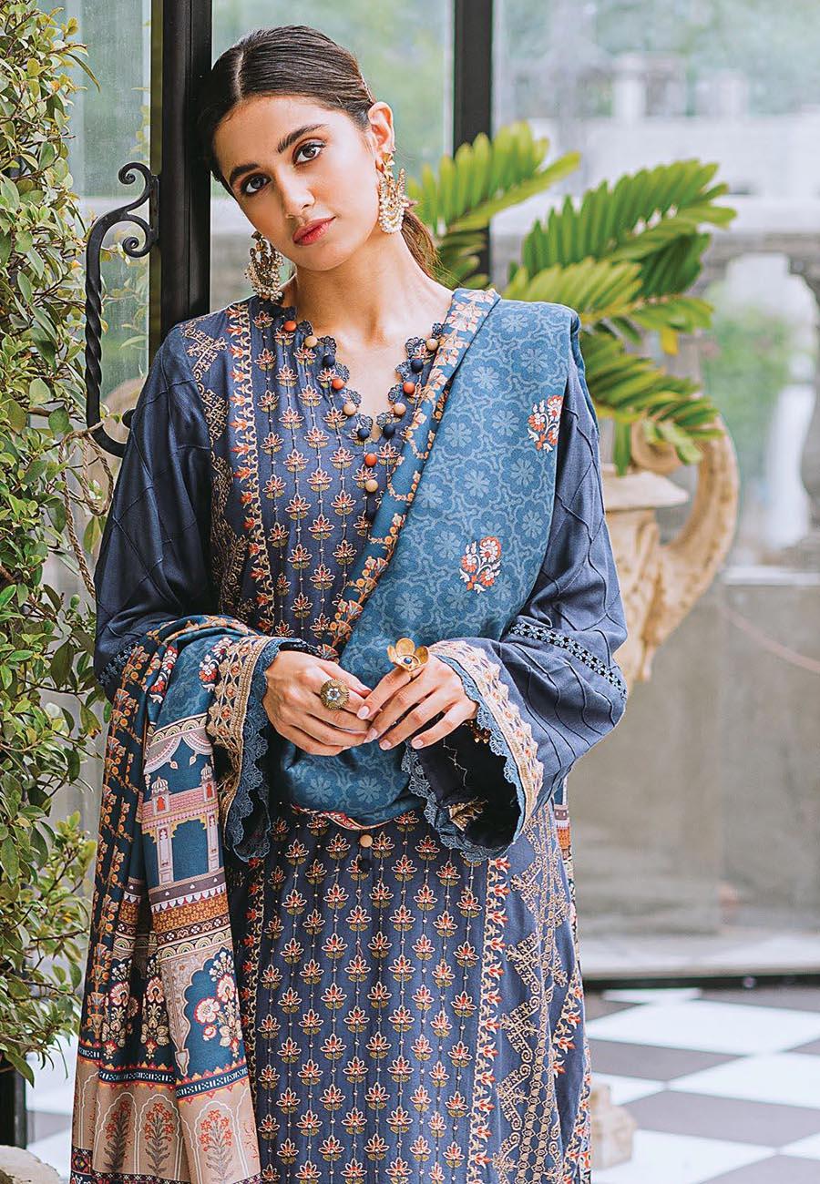 Aabyaan Embroidered Linen Suits Unstitched 3 Piece ABY21W 01 Zehra - Winter Collection