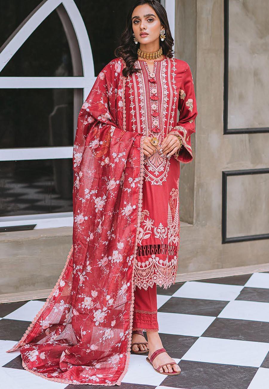 Aabyaan Embroidered Linen Suits Unstitched 3 Piece ABY21W 02 Jihan - Winter Collection