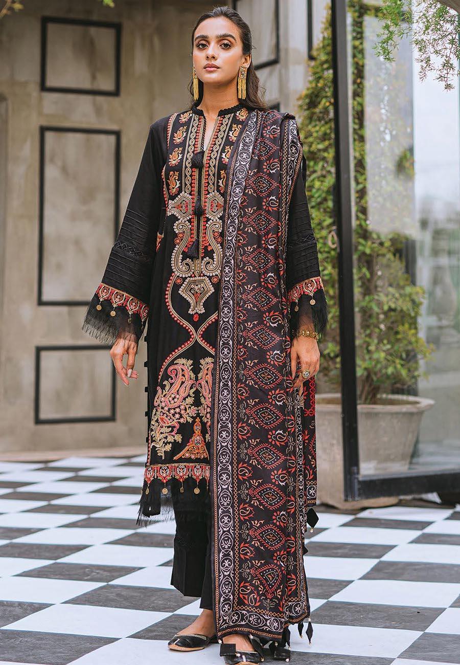 Aabyaan Embroidered Linen Suits Unstitched 3 Piece ABY21W 03 Nuray - Winter Collection