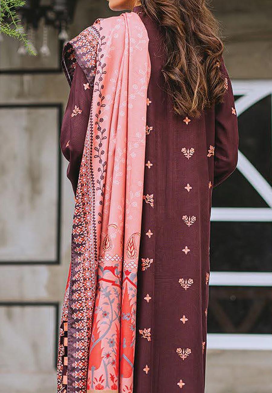 Aabyaan Embroidered Linen Suits Unstitched 3 Piece ABY21W 06 Hazal - Winter Collection