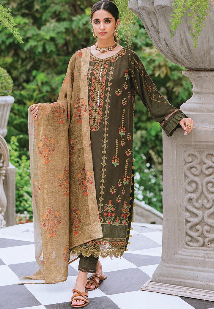 Aabyaan Embroidered Linen Suits Unstitched 3 Piece ABY21W 08 Elmas - Winter Collection
