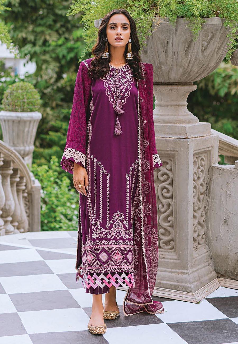 Aabyaan Embroidered Linen Suits Unstitched 3 Piece ABY21W 09 Sanem - Winter Collection