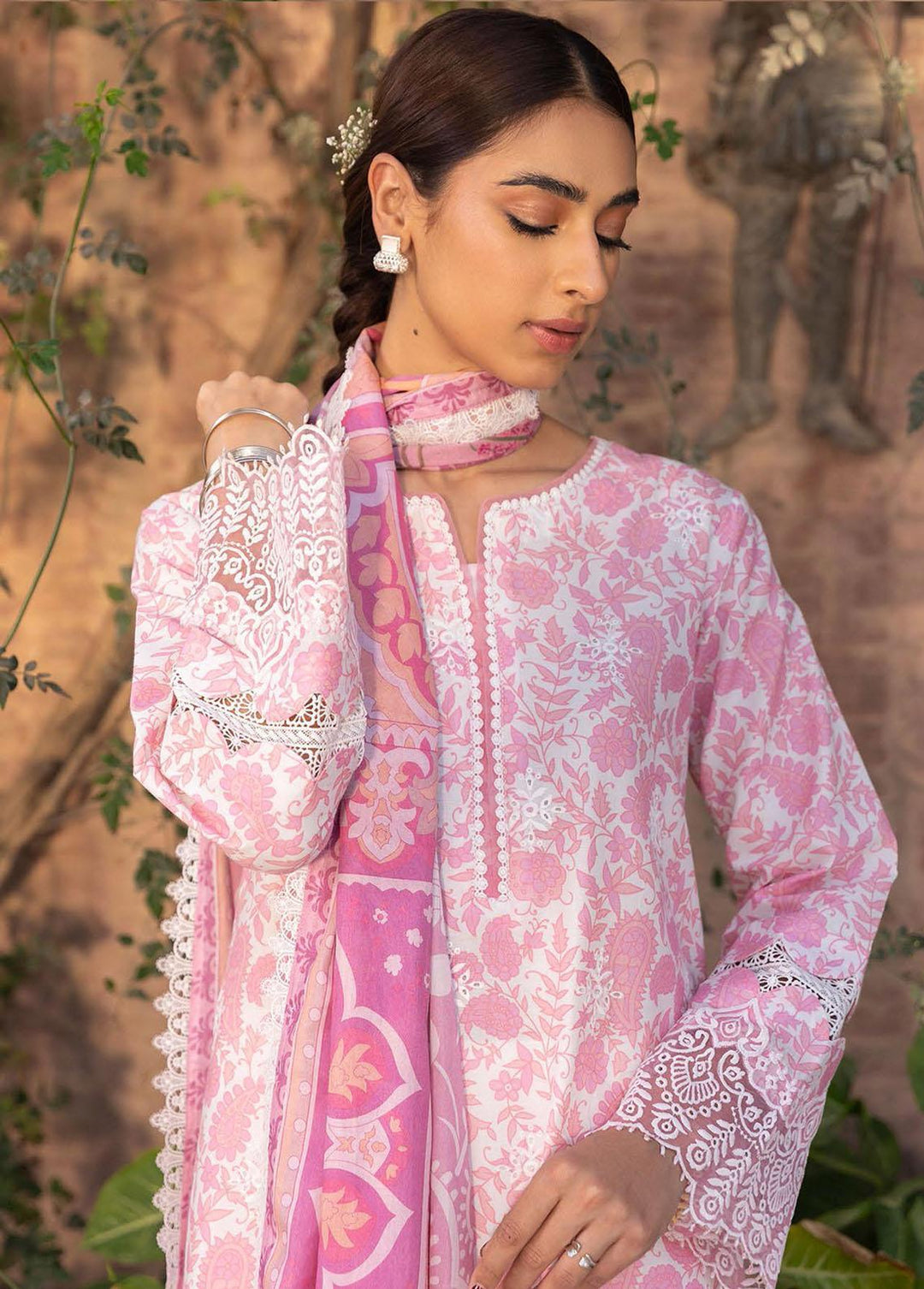 Aabyaan Embroidered Lawn Suits Unstitched 3 Piece ABY23P AP-08 Janaan - Summer Collection