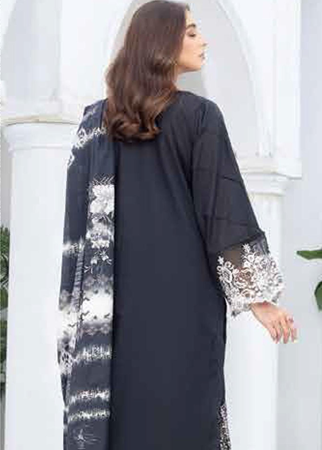 Aafreen By Riaz Arts Embroidered Lawn Suits Unstitched 3 Piece RA22BW 01 - Black & White Collection