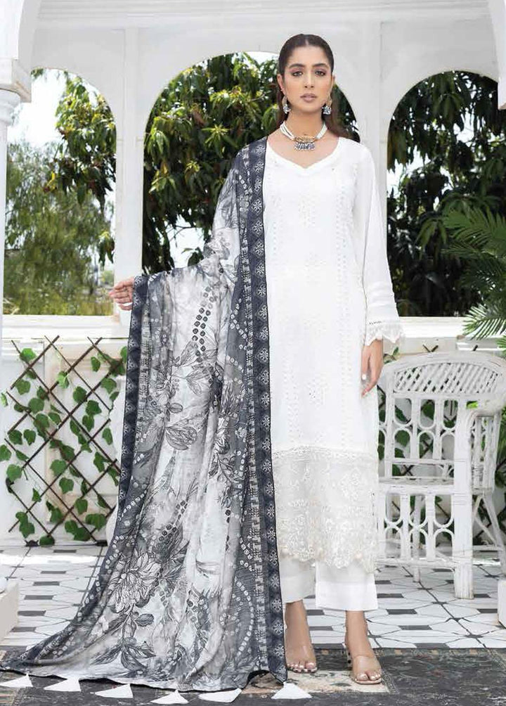 Aafreen By Riaz Arts Embroidered Lawn Suits Unstitched 3 Piece RA22BW 02 - Black & White Collection